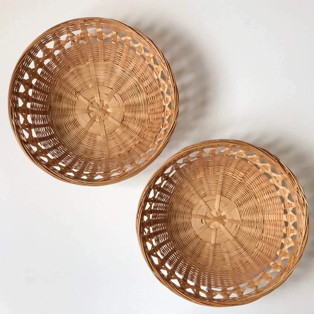 Boho Round Wicker Baskets (Set of 2)